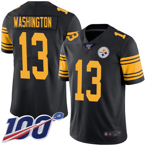 Men Pittsburgh Steelers Football #13 Limited Black James Washington 100th Season Rush Vapor Untouchable Nike NFL Jersey
